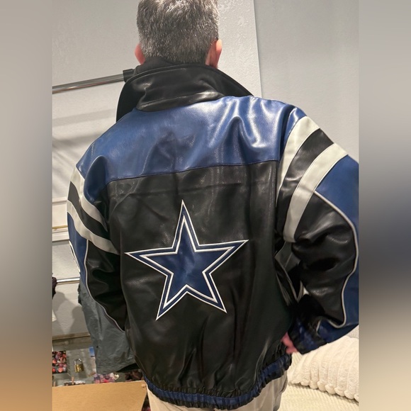 Vintage Dallas Cowboys Jacket Men’s NFL Football Varsity Blue Black-Large - Picture 3 of 16